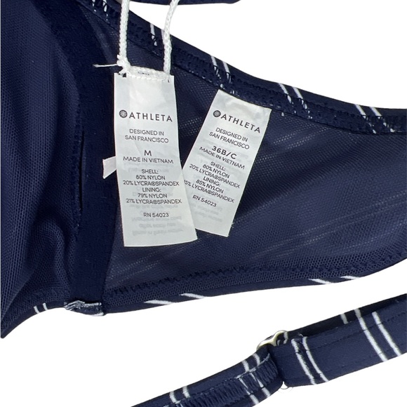 Athleta Piha navy white French stripe underwire bikini top sz 38 B/C bottom sz M - Picture 11 of 16